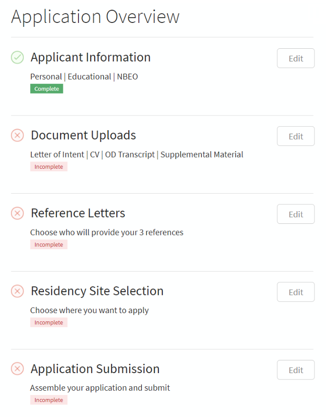 Application Overview page
