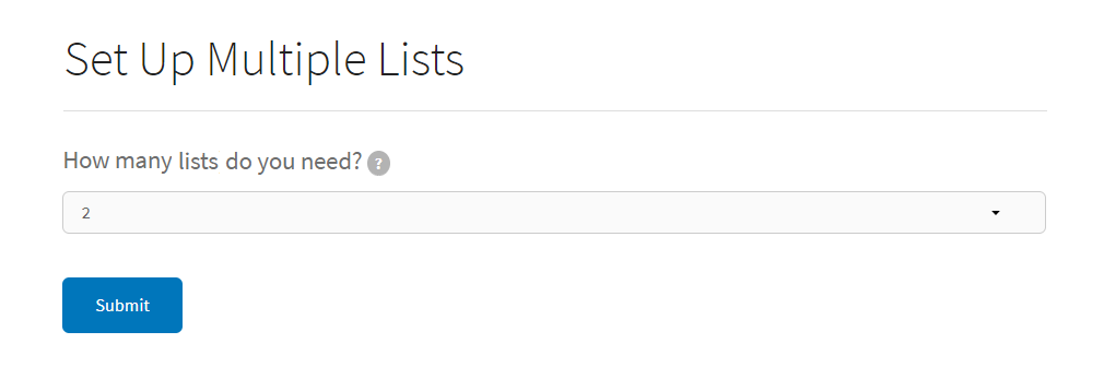 select number of multiple lists